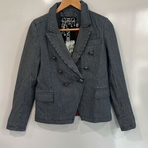 Anorak Striped Denim Double Breasted Blazer XS